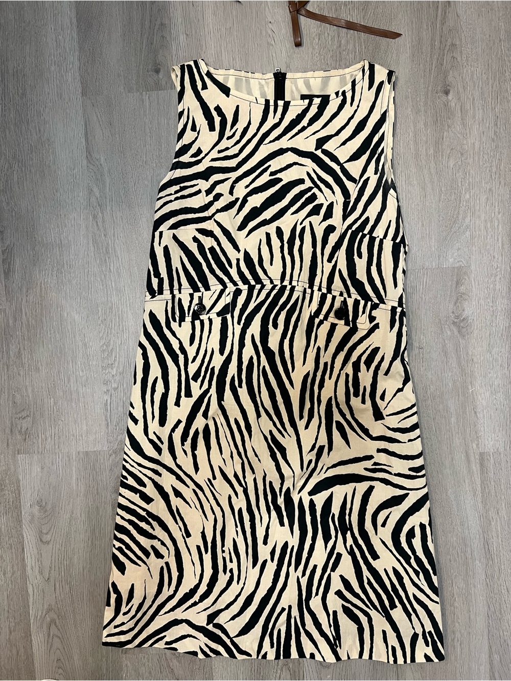 Bogner Black & Cream Zebra-Print A-Line Dress